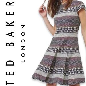 Ted Baker Glitter Metallic Jacquard Skater Dress